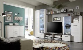 Obývacia stena Dakar, bielený smrekovec, s osvetlením