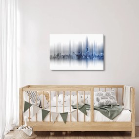 Obraz - Panoráma mesta, modro-šedé (90x60 cm)