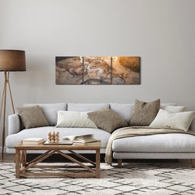 Obraz - Úsvit nad meandrami (s hodinami) (90x30 cm)