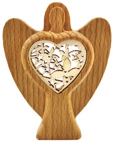 AMADEA Drevený anjel s vkladom - ornament, masívne drevo, výška 10 cm