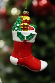 Klasik závesná vianočná ozdoba ponožka 11cm