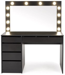 Toaletný stolík HOLLYWOOD s LED osvetlením 120 cm čierny