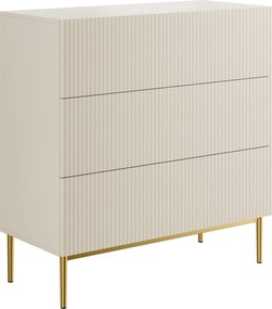 Komoda Nicole 100 cm so zásuvkami a ryhovaným čelom - kasmír / zlaté nožičky