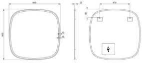 Sapho Sapho, BUTO zrkadlo s LED osvetlením 80x80cm, BU080