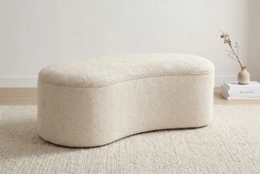Taburet s úložným priestorom Duna béžové bouclé 120 cm