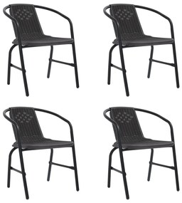 Záhradné stoličky 4 ks plastový ratan a oceľ 110 kg 312495