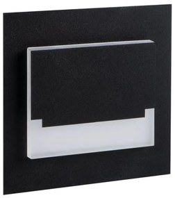 KANLUX LED schodiskové svietidlo SABIK, 0,8W, teplá biela, 75x75mm, hranaté, IP20, čierne