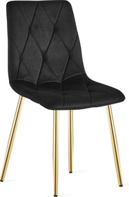 Čierna zamatová jedálenská stolička LIBRA so zlatými nohami