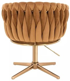 LuxuryForm DESIGN Kreslo NORDEN VELUR na zlatom kríži - medové