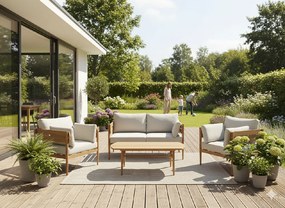 Garden Line Hliníkový nábytkový set „PODGORICA“ (pohovka + 2 kreslá + stôl) hnedá + béžové vankúše