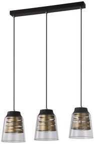 Candellux Čierno-zlatý závesný luster Fresno pre žiarovku 3x E27 33-78094