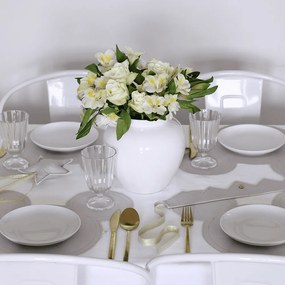 Ľanové prestieranie myška svetlosivá so zlatom 39x35cm