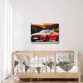 Obraz - červený Mercedes (70x50 cm)