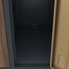 Kovová šatňová boxová skriňa na nôžkach s 10 boxami BARTEK, 1360 x 1720 x 450 mm, Eco Design: antracitová/ dub sonoma