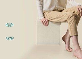 Taburet s úložným priestorom OTTOMAN 30x30 cm, krémový