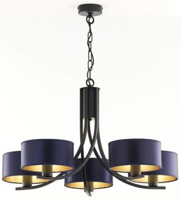 Jupiter 2101 - Luster na reťazi ARTHUR 5xE27/15W/230V modrá/čierna