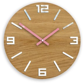 ModernClock Nástenné hodiny Arabic Wood hnedo-ružové