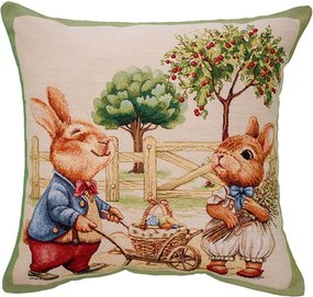 Gobelínová obliečka na vankúšik ZAJAČCI 45 x 45 cm