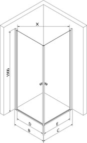 Mexen Pretoria DUO sprchovací kút 90x90cm, 6mm sklo, chrómový profil-číre sklo, 852-090-090-02-00