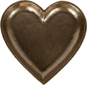 Zlatý antik dekoračný podnos srdca Heart - 21*21*2 cm