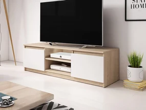 TV stolík Ziziko, Farby: dub wotan / dub wotan + čierny grafit, Osvetlenie: osvetlenie LED biele