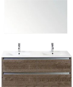 Kúpeľňový nábytkový set Sanox Dante farba čela tabacco ŠxVxH 121 x 170 x 46 cm s keramickým umývadlom a zrkadlom