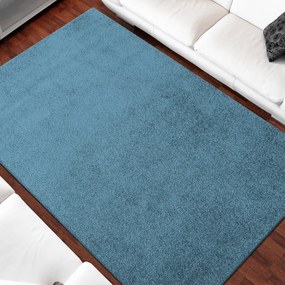 Štýlový jednofarebný koberec shaggy modrej farby Šírka: 160 cm | Dĺžka: 220 cm
