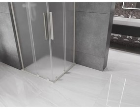 Mexen Velar L Duo, sprchový kút s posuvnými dverami 90 x 90 cm, 8mm sklo námraza, brúsená oceľ, 871-090-090-02-33-97