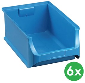 Plastové boxy PLUS 5, 310 x 500 x 200 mm, modré, 6 ks