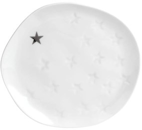 Biely porcelánový tanier HVIEZDY, malý