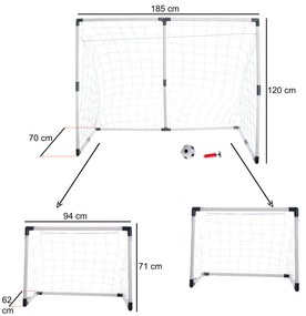 KIK Detská futbalová bránka 2v1 KIK, skladacia, 185 × 120 × 70 cm s loptou a pumpou