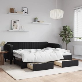 Rozkladacia denná posteľ so zásuvkami čierna 80x200 cm látka 3197108