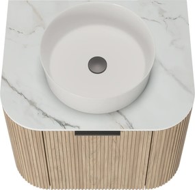 Závěsná skříňka s deskou a umyvadlem Matinale 60 cm akácie/bílá