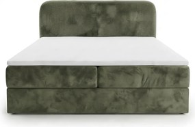 Čalúnená posteľ boxspring FORENA 160x200 cm tmavozelená Matrac: Bonell pružinová matrac