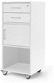 Mobilný rečnícky pult s dvoma zásuvkami a skrinkou, 460x450x1045 mm, biela