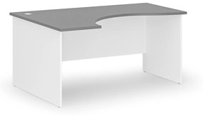 Ergonomický kancelársky pracovný stôl PRIMO WHITE, 1600 x 1200 mm, ľavý, biela/grafit