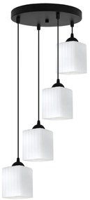 Závesné svietidlo Riffle Square, 4x biele sklenené tienidlo, b, o