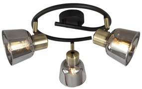 Klausen KL163004 - Bodové svietidlo SMOKY 3xE14/9W/230V čierna/mosadz/šedá