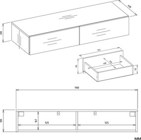 Závesný toaletný stolík MIKA 110 cm kašmírový