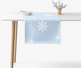 Goldea vianočný behúň na stôl 100% bavlnené plátno - vločky na modrej 50x160 cm