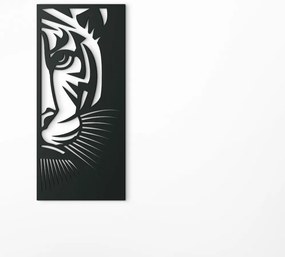drevko Drevený obraz Striehnuci tiger Rozmer obrazu: 44,5 x 20 cm, Farba dekorácie: Čierna