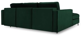 Zelená zamatová rozkladacia rohová pohovka Milo Casa Santo, ľavý roh