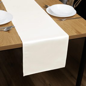 Biante Saténový behúň na stôl polyesterový Satén LUX-052 Smotanovo biely 45x120 cm