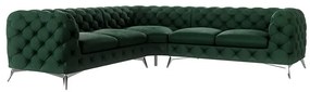 Tmavozelená zamatová rohová pohovka Chelsea – Ropez