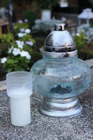 Strieborný okrúhly kahanec na hrob 25cm