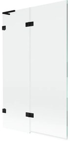 Mexen Lunar L, 2-krídlová vaňová zástena ľavá 110 x 150 cm, číre sklo, čierna matná, 897L-110-100-70-00-L