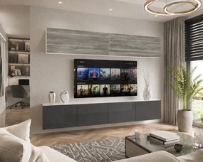 Obývacia stena 200 cm TV/RTV sivá antracit grafitový lesk  IMP 6/5/W/GW1S/0/0