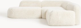 Modulárna plyšová rohová pohovka's ležadlovým koncom Wolke (4-miestna)