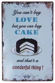 Nástenná kovová ceduľa Love Cake - 20 * 30 cm