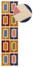 Ručne tkaný vlnený behúň 60x230 cm Retro Blocks – Flair Rugs